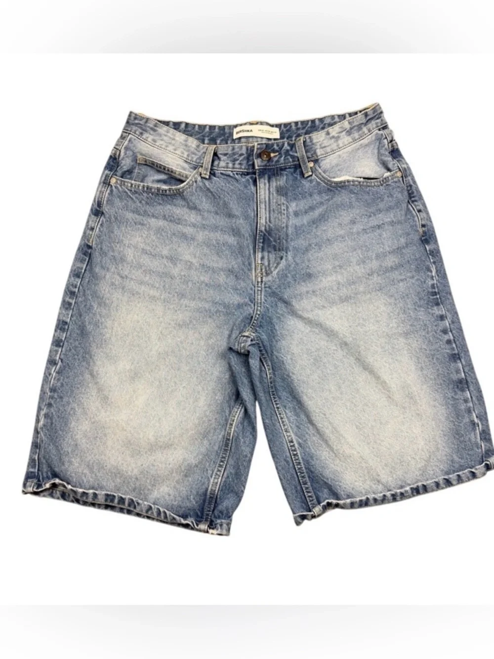 Bershka Denim Shorts Womens US 34 Blue‎ High Rise Loose Y2K Jean Shorts